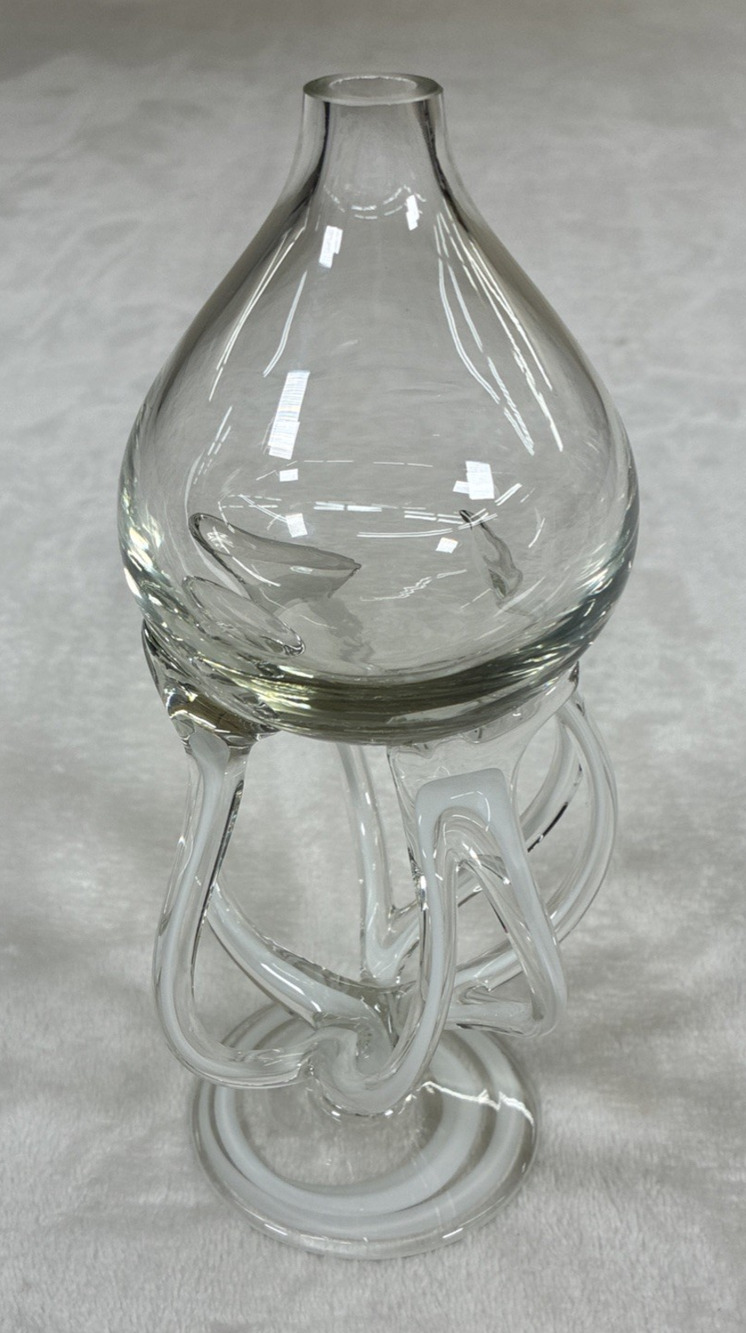 ⭐ Jozefina Krosno Handblown Art Glass Octopus Jellyfish Swirl Oil Lamp - Poland